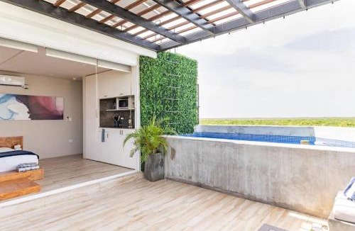 Ek Balam Village Apartment | 3BR Penthouse with Rooftop Pool Near Centro