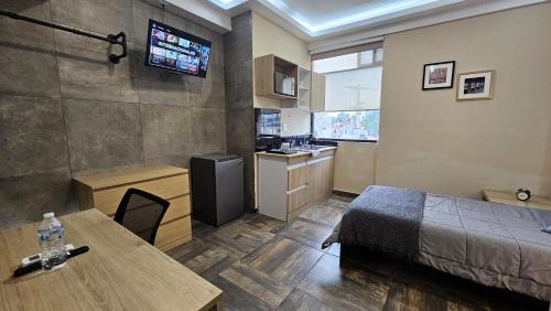Cuautitlan Izcalli Apartment | A01 MASTER Suite WHITE Cocina Terraza Companies Work Teams 1-2 PAX