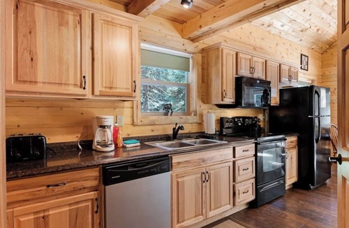 South Fork Cabin | Waterfront cabin with bridge, private hot tub, & WiFi - near National Forest